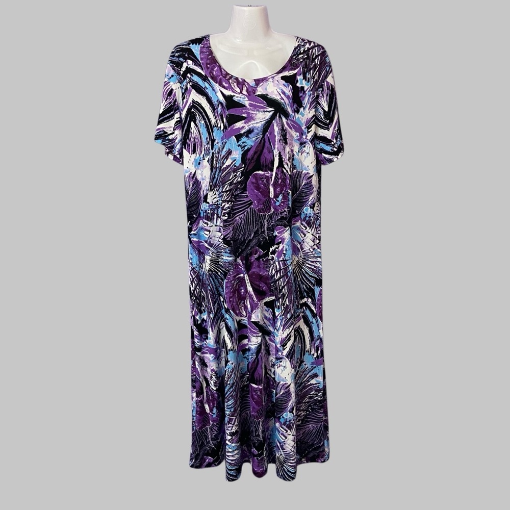 Vintage Jostar Long Poly Spandex Slinky Knit Travel Dress Purple Made in USA - Picture 3 of 11